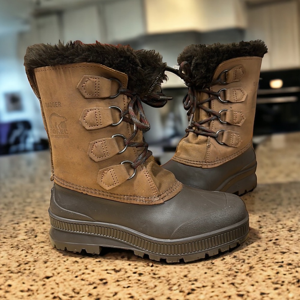 SOREL Badger Insulated Shearling Lined Waterproof Women's Snow Duck Muck Boots 6